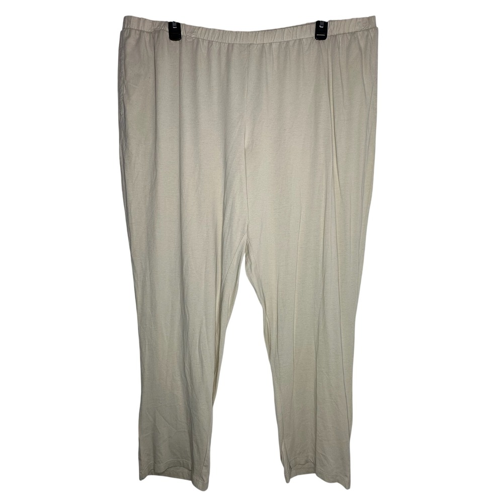 Open Edit Womens 3X Beige Organic Cotton Tencel Modal Knit Lounge Pants 8771